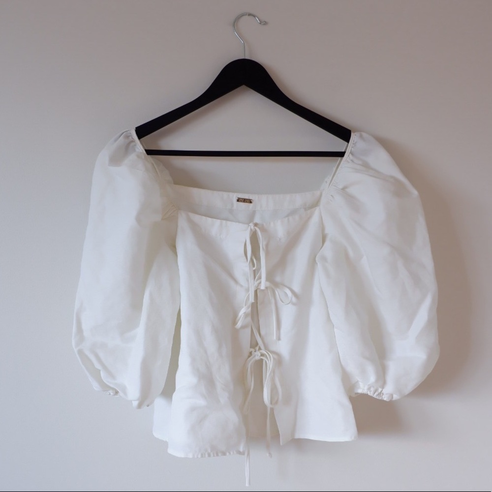 Cult Gaia White Puff Sleeve Blouse - Picture 7 of 10
